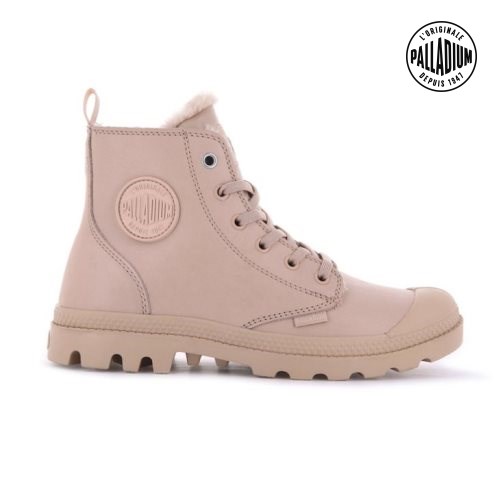 Palladium Pampa Hi Zip Leather S Women's Boots Pink | UK M018-EIQ